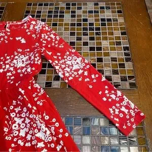Girl's Mini Boden Print Twirly Jersey Dress, Size 7-8y - Red Girl's Mini Boden Print Twirly Jersey Dress, Size 7-8y - Red